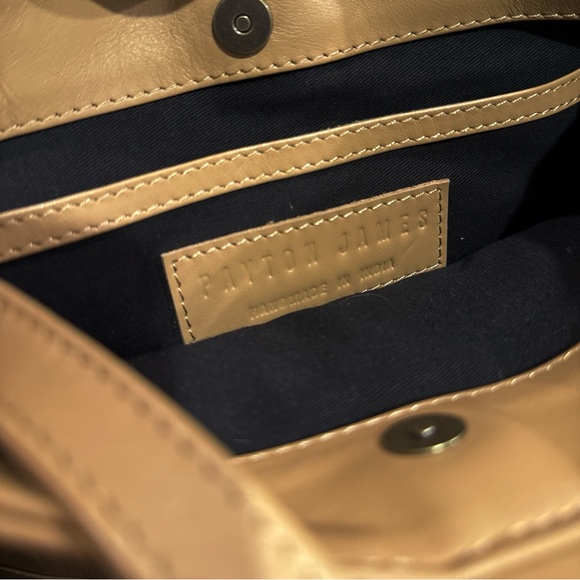 Payton James Dolly Bucket Tote Crossbody Tortoise Handles Italian Napa Leather - Picture 8 of 8